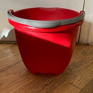Red Plastic Bucket with Handle